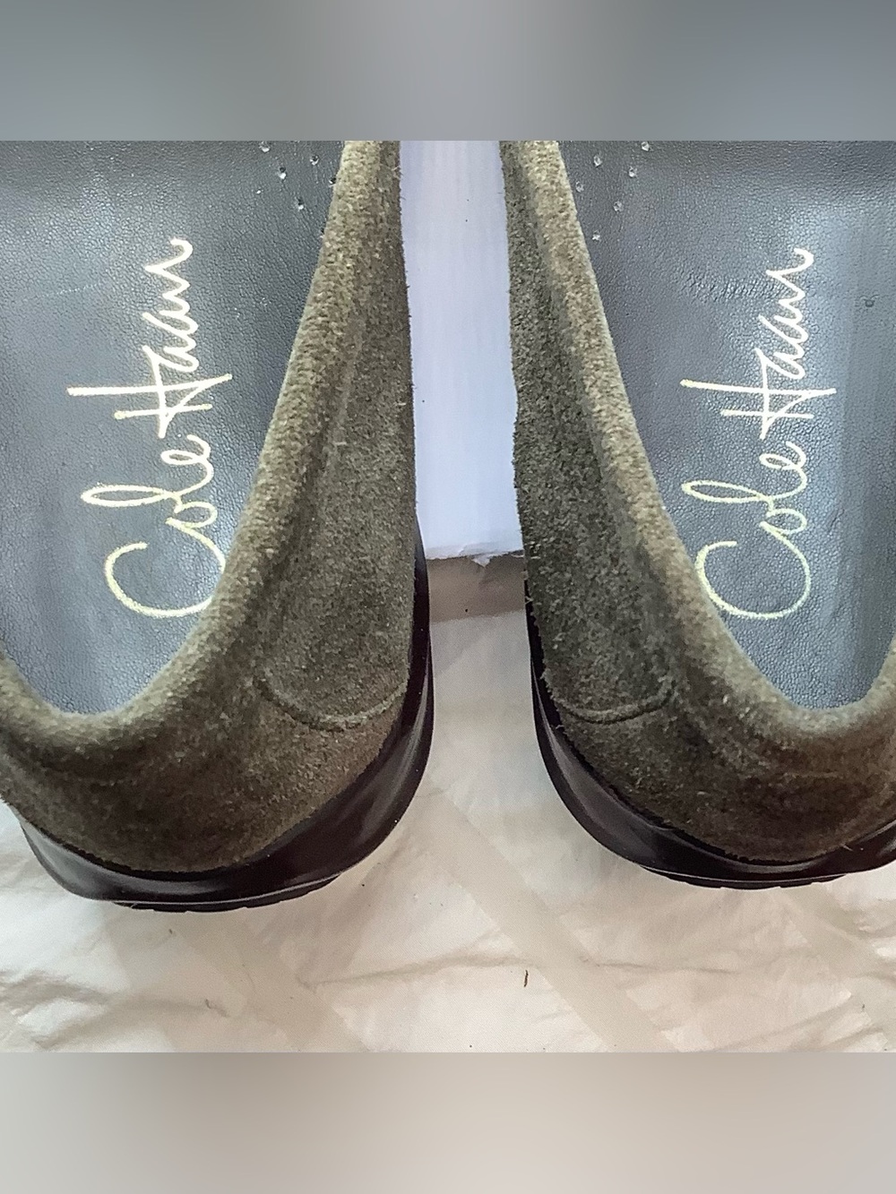 Cole Haan Olive Green Suede Penny Loafers - Picture 3 of 5